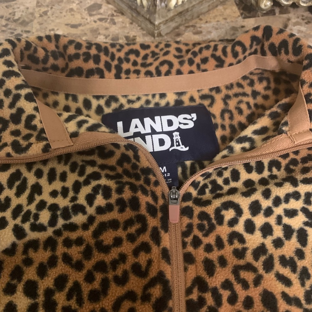 Leopard print fleece pullover